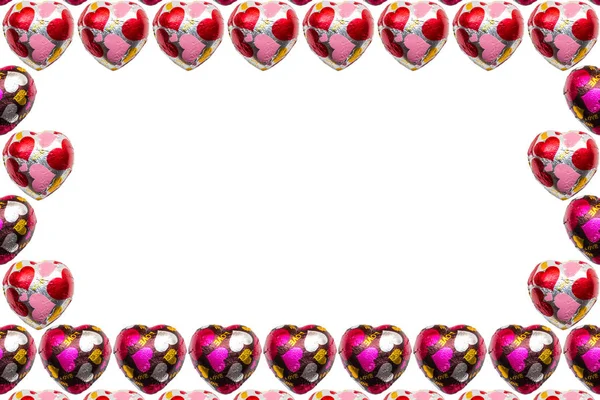 Chocolate heart-shaped on white background — Stock Photo, Image