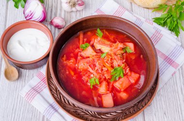 Pancar çorbası - pancar çorbası. Geleneksel Rus yemeği