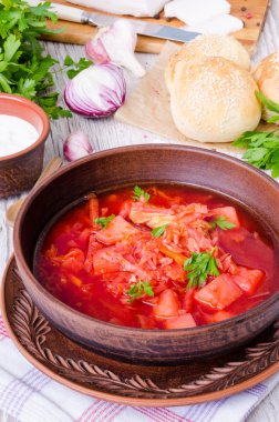 Pancar çorbası - pancar çorbası. Geleneksel Rus yemeği