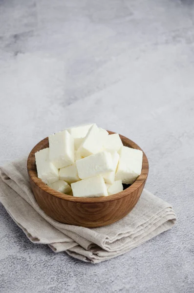 Queijo Paneer Indiano Caseiro Feito Leite Fresco Suco Limão Picado — Fotografia de Stock