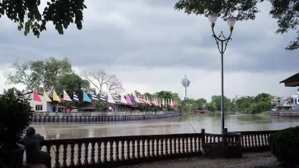 Alor Setar River Sungai Kedah View to Menara — Stock Video