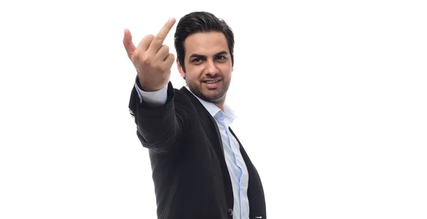 Arabischer Geschäftsmann Zeigt Mittelfinger — Stockfoto