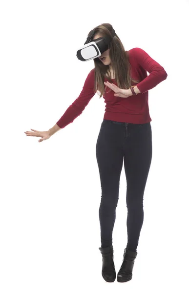 Mujer Con Gafas Realidad Virtual Concepto Tecnología Futura —  Fotos de Stock