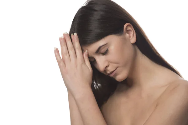 Young Brunette Woman Having Headache — Stock Photo, Image