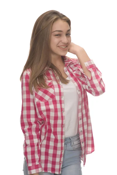 Teenager Mädchen Posiert Studio Auf Weißem Hintergrund — Stockfoto