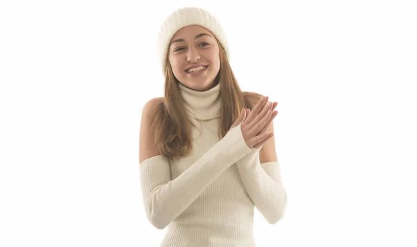 Teenage Girl Posing Studio White Background — Stock Photo, Image