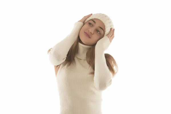 Teenage Girl Posing Studio White Background — Stock Photo, Image