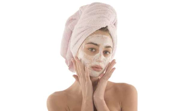 Kosmetické Postupy Kůže Péče Koncept Mladá Žena Použití Bahenní Pleťová — Stock fotografie