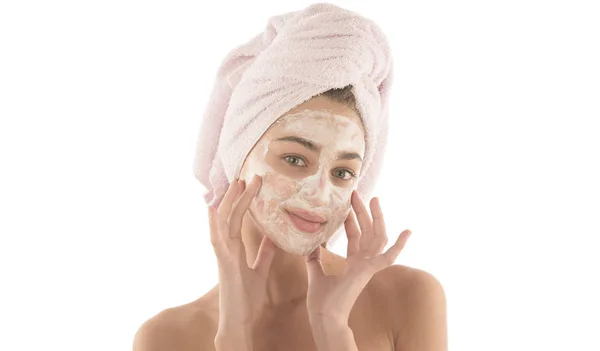 Belleza Procedimientos Cuidado Piel Concepto Mujer Joven Aplicando Mascarilla Barro — Foto de Stock