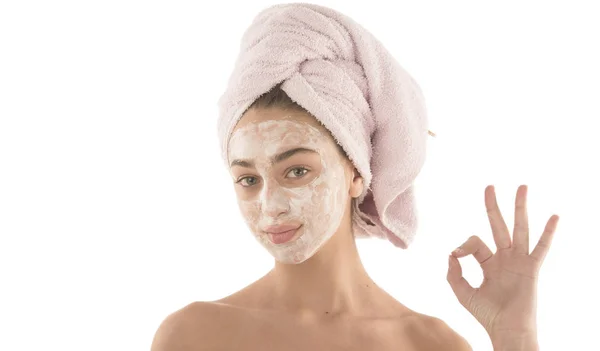 Belleza Procedimientos Cuidado Piel Concepto Mujer Joven Aplicando Mascarilla Barro — Foto de Stock