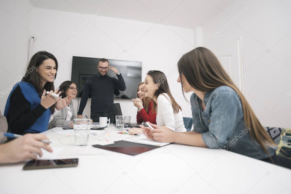 Group of business people working together in the office