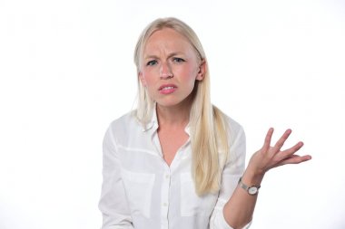 Deli kavramı vardır. güzel sarışın kadın el delilik. izole