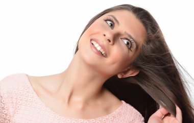 Studio poz uzun saçlı güzel kadın. Güzellik kavramı. izole