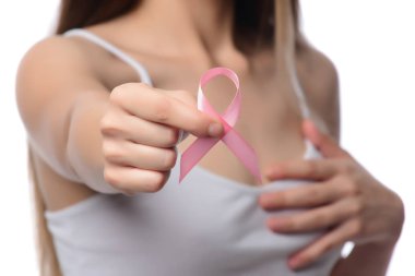 Sağlık ve tıp kavramı. Kadın el Kanseri Bilinçlendirme şerit tutarak