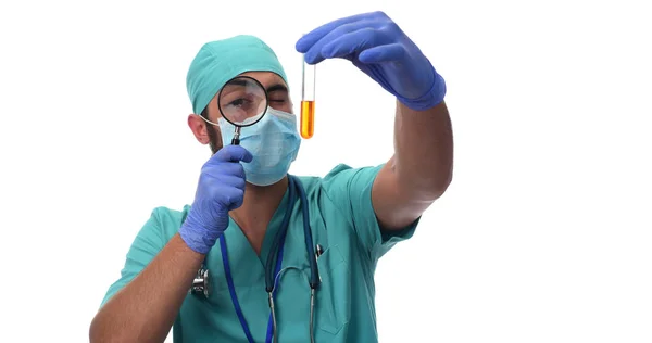 Ciência Química Biologia Medicina Conceito Pessoas Close Jovem Cientista Segurando — Fotografia de Stock