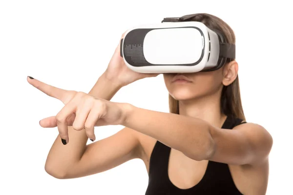 Mujer Con Gafas Realidad Virtual Concepto Tecnología Futura —  Fotos de Stock