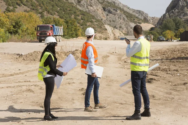 Ingenieros Obra Explosión Industrial Una Obra Construcción — Foto de Stock