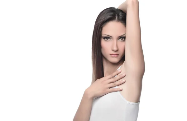 Woman Care Armpit Isolated White Background — Stock Photo, Image