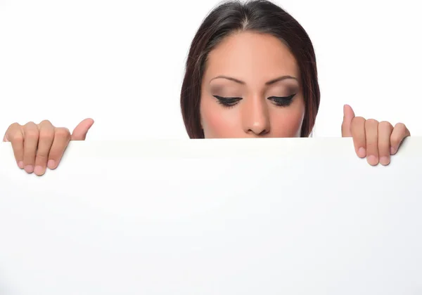 Portret Van Jonge Mooie Vrouw Met Witte Blanco Vel Geïsoleerd — Stockfoto