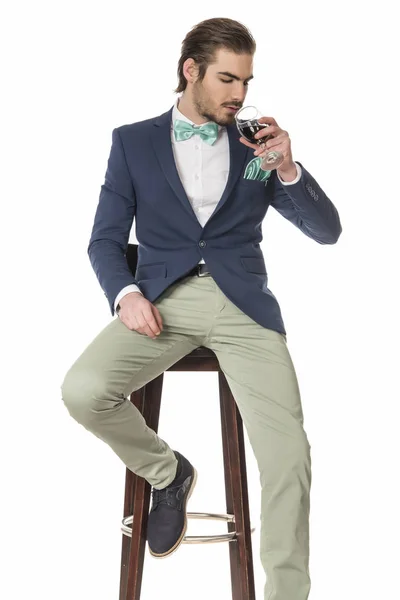 Bonito Elegante Bonito Homem Posando Estúdio Sobre Fundo Branco — Fotografia de Stock