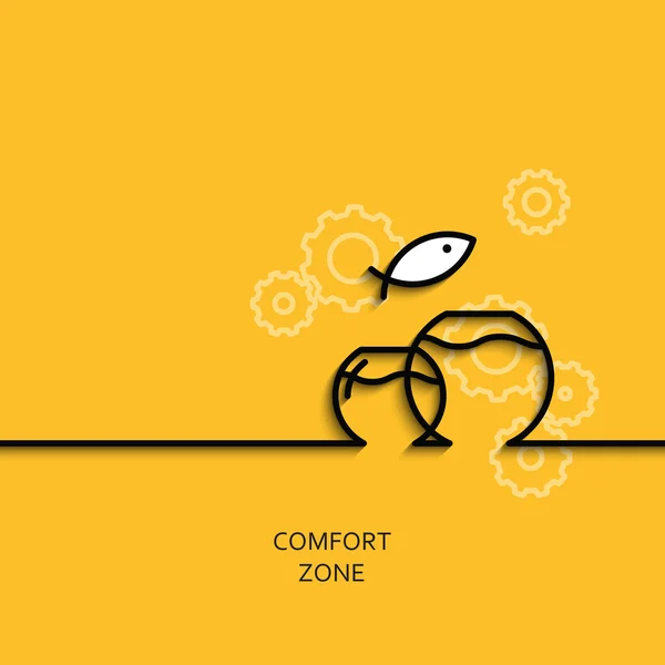 Vector negócio ilustração zona de conforto linear como aquário — Vetor de Stock