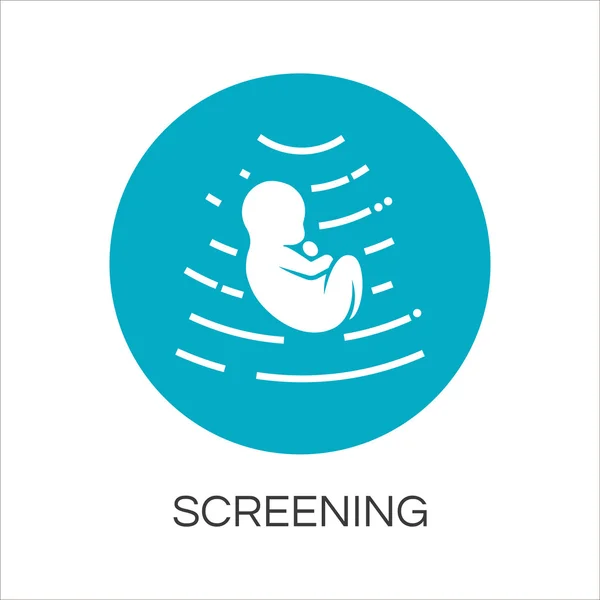 Triagem de bebê no útero. Ícone desenhado em estilo plano — Vetor de Stock