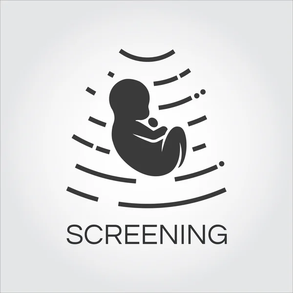 Screening baby in de baarmoeder. Pictogram getrokken in vlakke stijl Stockillustratie