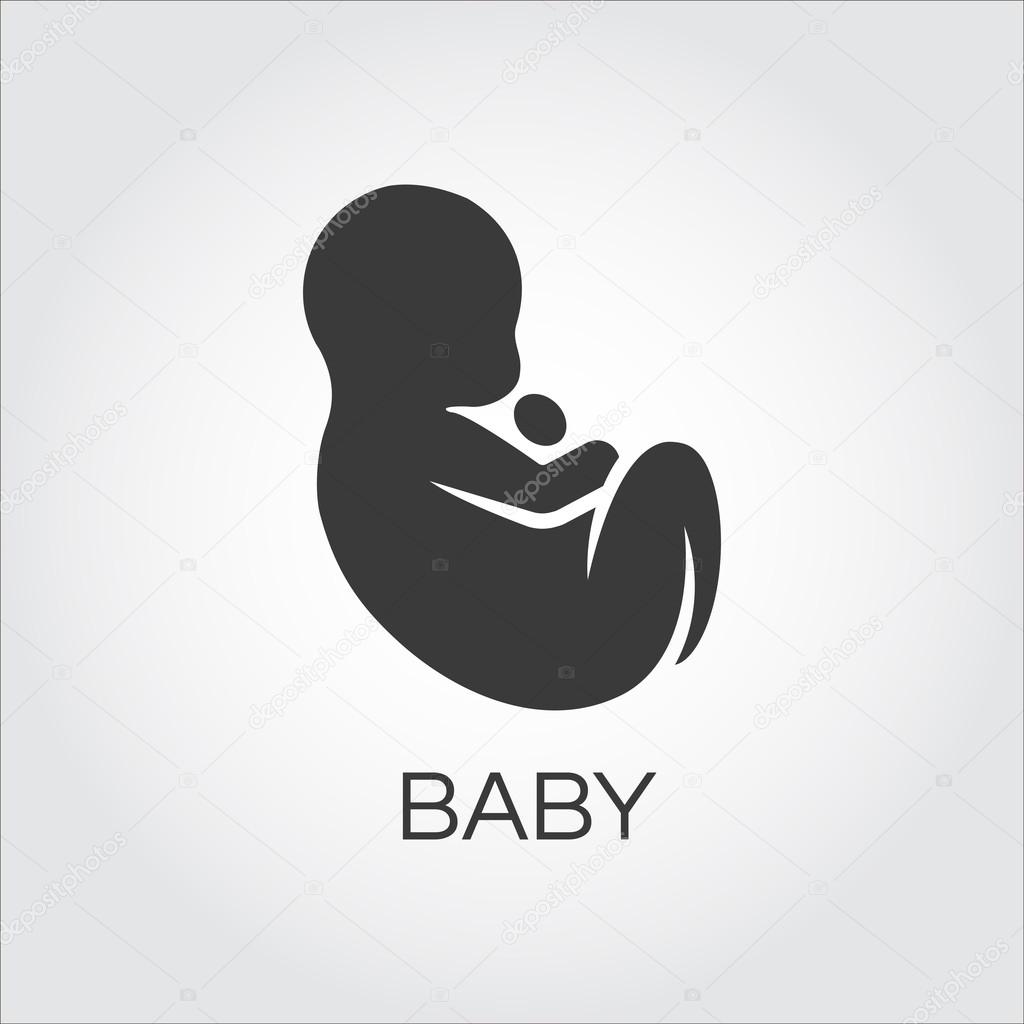 Baby icon drawn in flat style. Simple mono black silhouette of newborn concept. Logo for websites, mobile apps and other design needs. Vector contour graphics