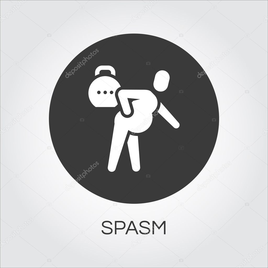 Man with spasm in pain. flat simplicity icon