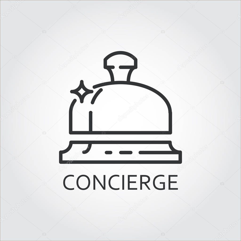 Simple black icon of bell concierge drawn in outline style. Logo for websites, mobile apps and other design needs. Vector contour pictograph
