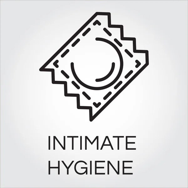 Ícone de linha simples embalando um preservativo. Conceito de higiene íntima —  Vetores de Stock