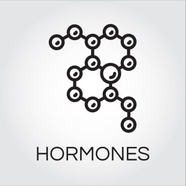 Hormonlar zinciri soyut lineer tarzda sembolü. Siyah simgesi