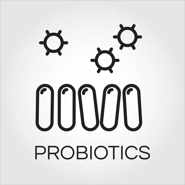 Icône de ligne du symbole abstrait de probiotiques dessiné dans le style de contour — Image vectorielle