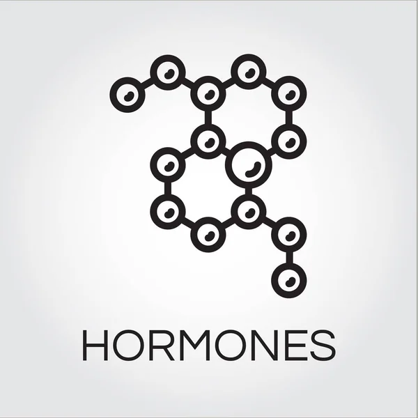 Symbool van hormonen keten in abstracte lineaire stijl. Zwart pictogram Stockvector