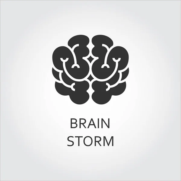 Vektör siyah simge düz stil beyinde. Beyin fırtınası kavramı logo. — Stok Vektör