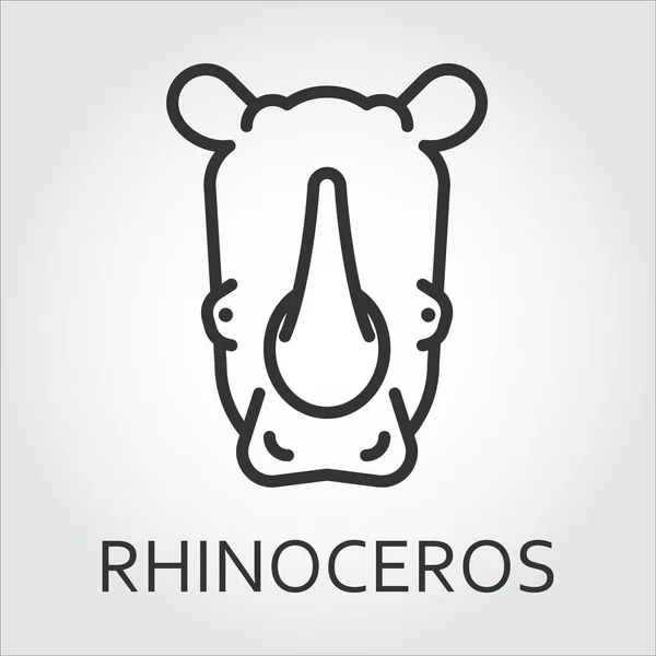 Arte de línea estilo icono negro, rinoceronte animal salvaje cabeza, rinoceronte . — Vector de stock