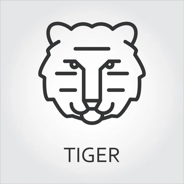 Black icon style line art, head wild animal tiger. — Stock Vector