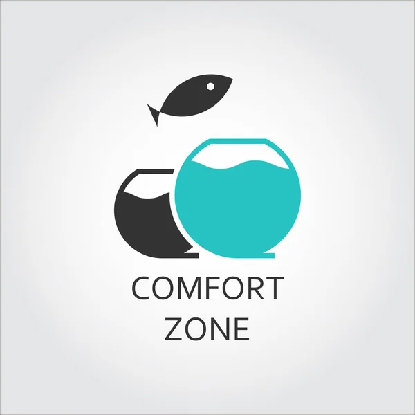 Aquário e peixes saltadores, conceito de zona de conforto — Vetor de Stock