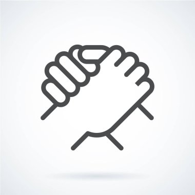 Black flat icon gesture hand of a human greeting, armwrestling clipart