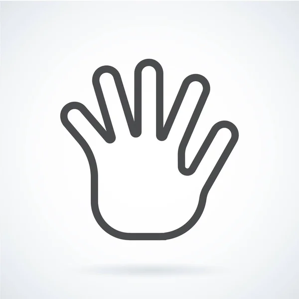 Icono plano negro gesto mano de una palma de saludo humano — Vector de stock