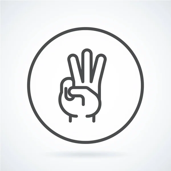 人类的三个手指的平坦的黑色图标手势手 — 图库矢量图片