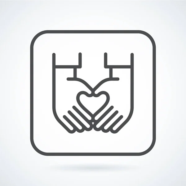 Icono plano negro gesto mano de un corazón humano — Vector de stock
