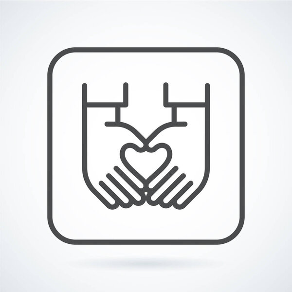 Черная плоская икона жеста руки человеческого сердца
