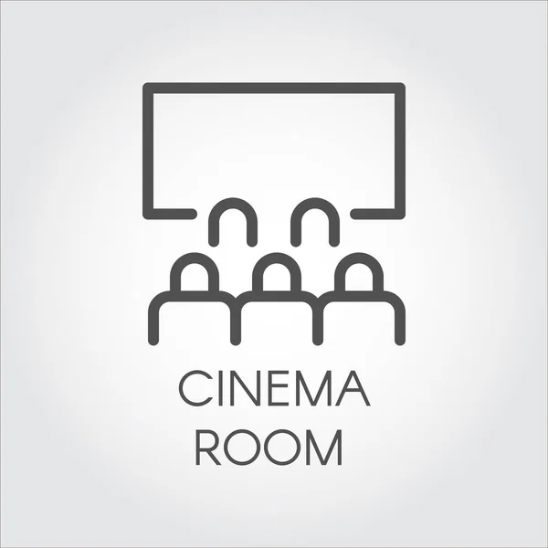 Чорна лінія іконок аудиторії в кінотеатрі, відеопрезентація . — стоковий вектор