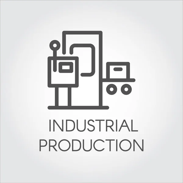 Icono de vector de línea plana negra del concepto de producción industrial. Logo lineal para sitios web, aplicaciones móviles y otras necesidades de diseño. Etiqueta o botón de contorno vectorial — Archivo Imágenes Vectoriales