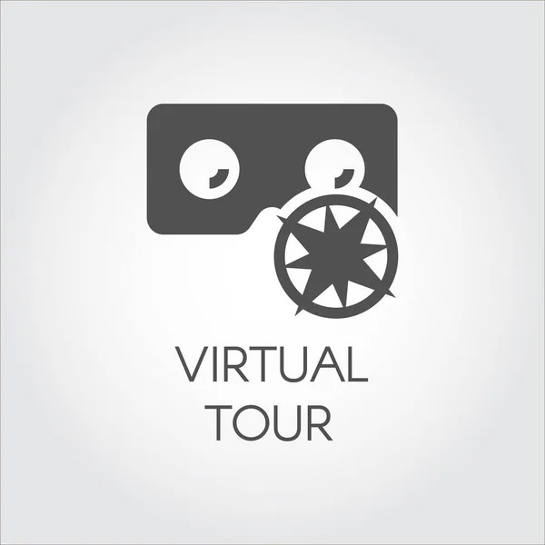 虚拟旅游的平面样式的黑色图标。虚拟现实游戏、 演示文稿、 商业的概念。创新的数字技术。象形图为您的设计项目的。矢量图 — 图库矢量图片