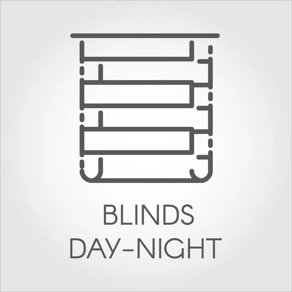 Simple line logo of blinds day-night. Pictograph for home and office interior design concept, shop catalog, online shops and other projects. Icon drawing in outline style. Vector graphic label — Stock Vector