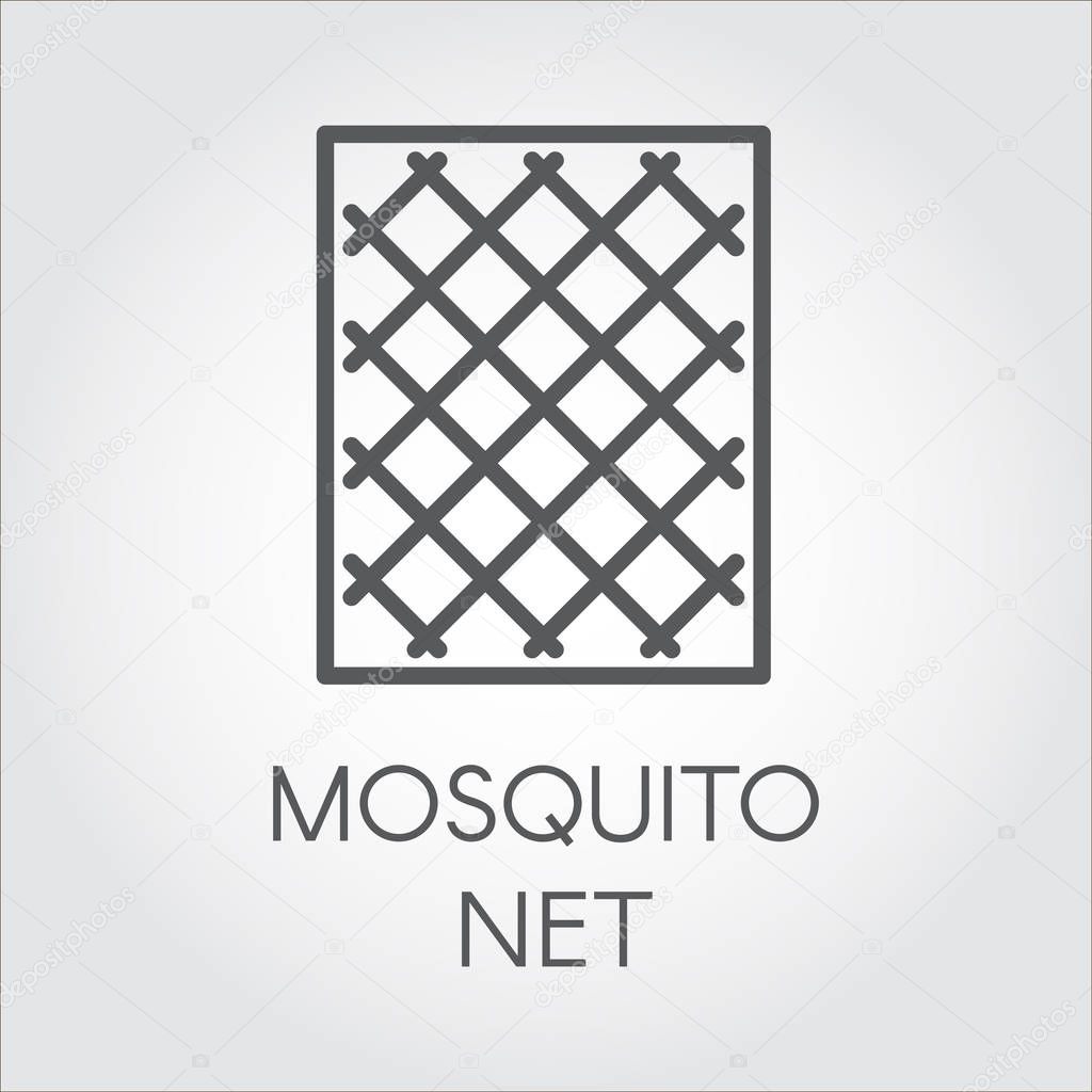 Simplicity icon in linear style of mosquito nets for windows. Concept of protection of premises from insects. Logo for shop catalogue, online shops and other projects. Vector outline label