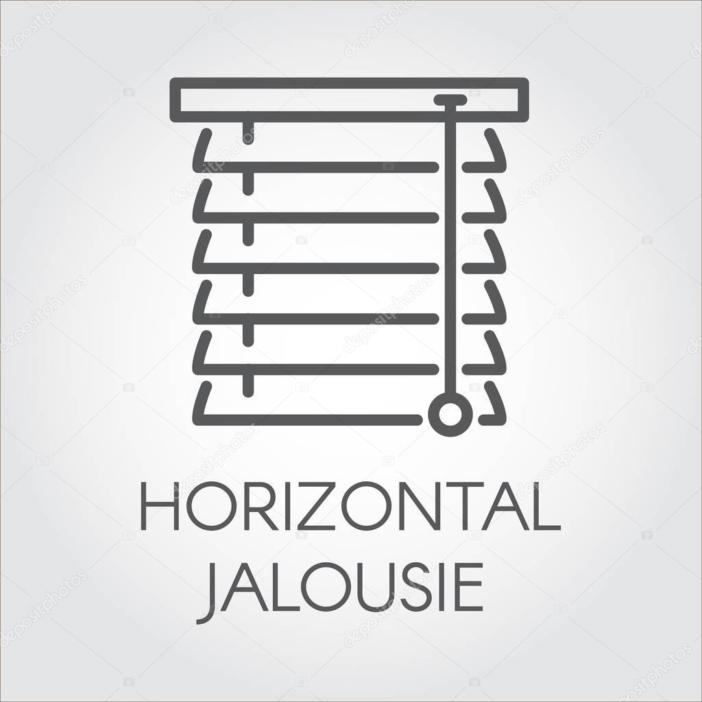 Window horizontal jalousie icon in outline style. Contour logo for different design needs. House or office decor concept, shop catalog, online shops and other projects. Vector illustration