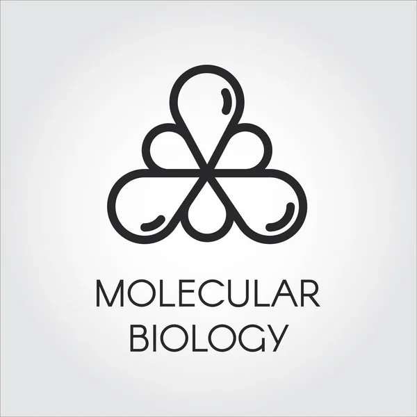 Symbol der Molekularbiologie im linearen Stil. Logo für verschiedene Designanforderungen - Medizin, Naturwissenschaften, Mikrobiologie, Chemie — Stockvektor